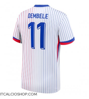 Francia Ousmane Dembele #11 Seconda Maglia Europei 2024 Manica Corta